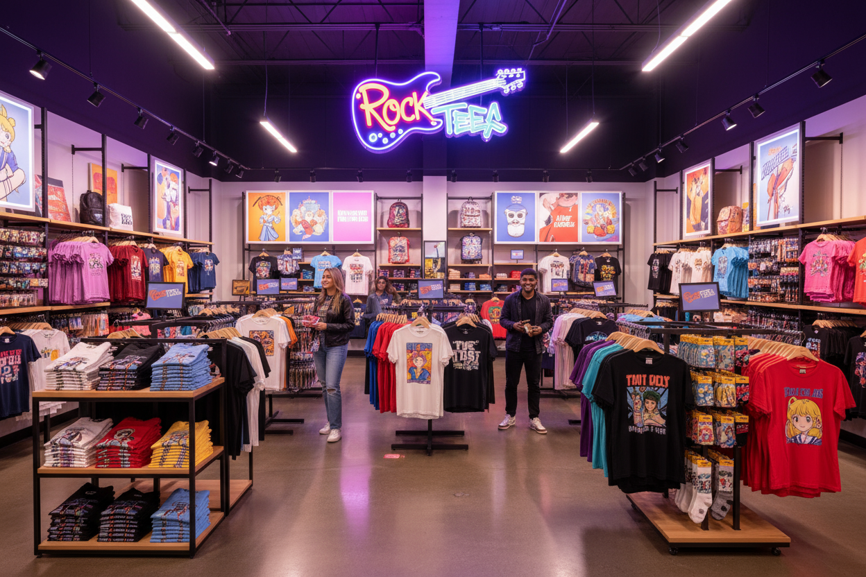 my store is called RockTees i need a boxlunch type of picture with my store name on it 